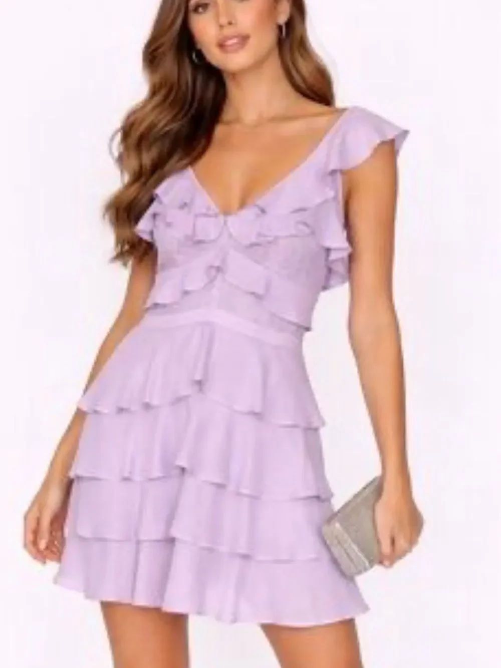 Bardot Babylon Lavender Tiered Ruffle Mini Dress
